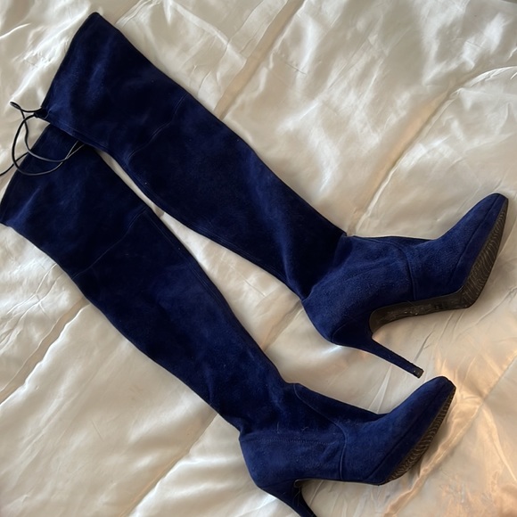 Blue Suede Stuart Weitzman Thigh High Boots - Picture 4 of 4